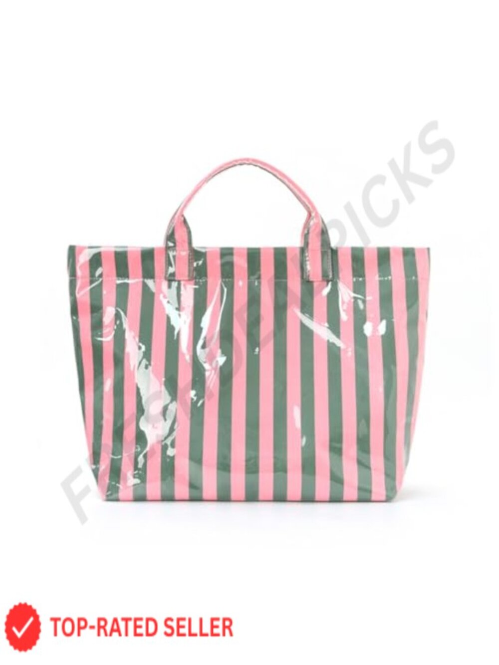 Striped PVC Tote Bag Large Shopping Purse Waterproof Beach
